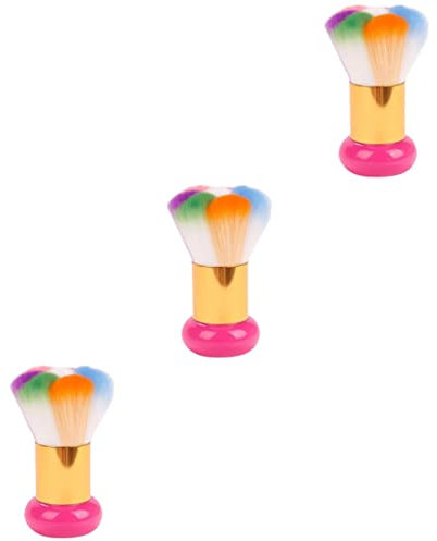 minkissy 3 Pcs Nail Cleaning Brush Acrylic Nail Tools Acrylic Nail Brush Nail Clean up Brush Makeup Brush Blush Brush Nail Art Powder Remover Nail Brush for Cleaning Nail Dust Neck