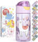 BEARFOOT Trinkflasche Kinder 450ml, leichte Tritan Wasserflasche, BPA frei, auslaufsicher, Kohlensäure geeignet, spülmaschinenfest für Jungen, Mädchen, Kindergarten - (Lila - Lama)
