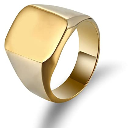 Banemi Ring Edelstahl, Vintage Ringe Herren Quadratischer Siegelring Aus Gold Vatertagsgeschenke Herrenringe