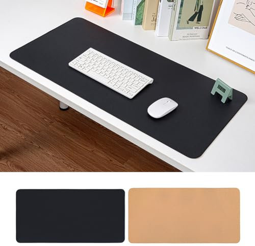 Schreibtischunterlage aus PU-Leder und Kork, doppelseitig, Laptop-Mauspad, wasserdicht, Schreibtischunterlage für Büro, Zuhause, Schule (Schwarz, 120 x 60 cm)
