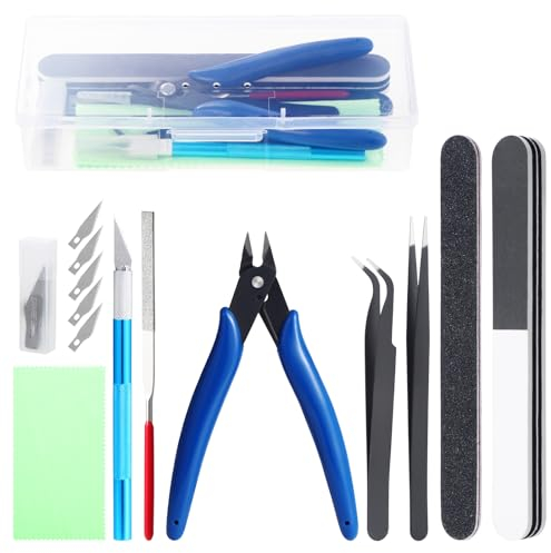 Habwea 9 Piezas Herramientas Modelismo Gundam Model Kit de Modelo ,Gunpla Fabricación Construcción de Pasatiempos Profesionales Herramientas Básicas de Modelador para Reparación y Fijación