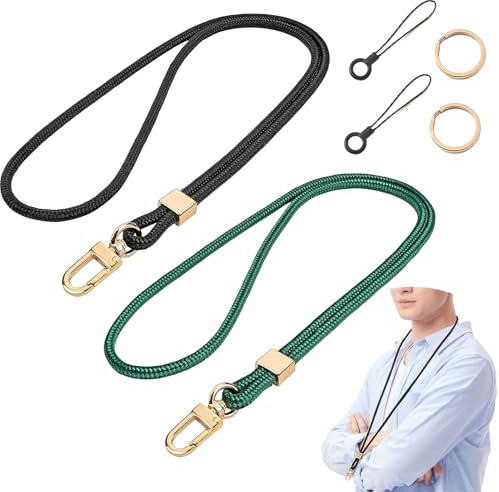 2 Stück Nylon-Schlüsselbänder mit Karabinerhaken, Schlüsselband Schlüssel, Halsband Schlüsselkette Schlüsselband, Kurze Umhängebänder mit Drehbarem Metallclip, Abnehmbare Lanyard-Handgelenkbänder