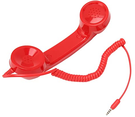 Retro-Telefonhörer, Strahlungssicherer Hand-Handyempfänger mit One-Touch-Antworttaste, 3,5-mm-Audiostecker, 1 M Spiralkabel für Eltern und Großeltern (Rot)