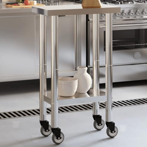 Xichuzi Küchen-Arbeitstisch mit Rollen 55x30x85 cm Edelstahl, Grilltisch Outdoor, Outdoorküche Schrank, Grill Beistelltisch, Küchenwerkbank - 376459