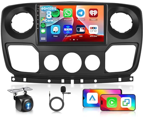 6G+128GB Autoradio per Renault Master 3 Opel Movano Nissan NV400 2010-2021 8-Core Android Bluetooth GPS, Hodozzy 10,1 Pollici Touchscreen Radio CarPlay Wireless Android Auto, WiFi DSP, RDS Telecamera