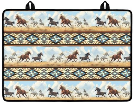 Noprintge Polyester Rubber Stove Top Cover Mat Protector for Electric Stoves, Aztec Tribal Ethnic Style Horse Print Glass Stove Mat Heat Resistant Range Covers