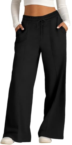 Neteson Pantaloni Sportivi Donna Larghi Pantaloni da Jogging Gamba Larga Pantalone della Tuta Vita Alta della con Tasche Pantaloni Jogger Fitness Sport Yoga