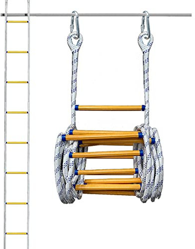 Fire Escape Ladders Fire Escape Rope Rope Ladder,Fire Escape Ladder,Escape Rope Ladder,Emergency Fire-Resistant Rescue Rope Ladder,Flame-Retardant Safety Rope Ladder with Carabiner/10M/3 8Ft