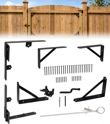MCCKLE Anti-Durchhängen Zauntor-Set, robuste Tor-Eckstrebe | Tor-Hardware-Kit mit Riegel und Scharnieren für Holzzäune, Einfahrtstore, Schuppentüren, Korraltore, Holzfenster