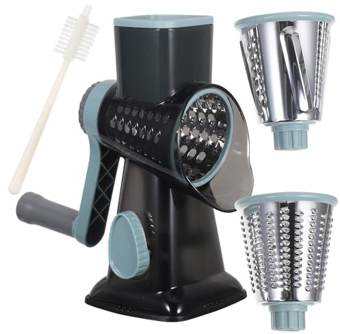 GLEAVI Rallador de queso rotatorio: triturador de verduras con manivela y base de succión antideslizante, cortador de patatas manual, de chocolate para frutas, frutos secos, zanahorias y