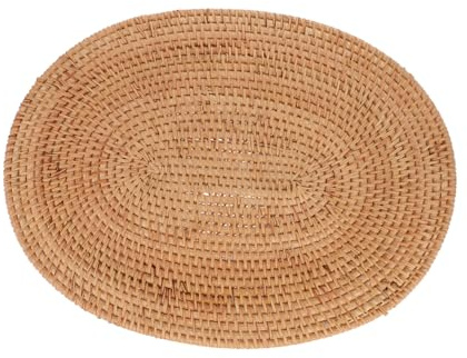 FUNNETOYU Tovaglietta Decorativa Intrecciata in Rattan Isolamento Termico, Sottopiatto Resistente Ovali Per Tavola Da Pranzo, Protezione Calore Per Soggiorno, Ristorante e Casa
