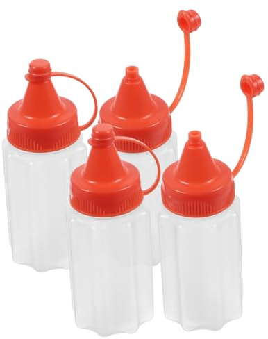 STOBAZA 4piezas Botella Exprimible Para Condimentos Pequeñas Para Salsas y Aderezos De Cocina Para Ensaladas y Mermeladas