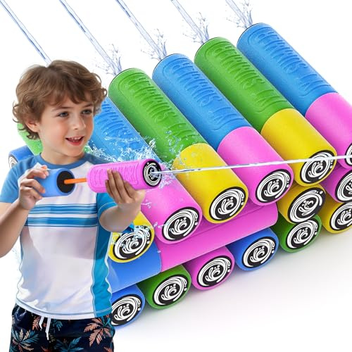 18er Set Schaumstoff-Wasserpistolen 16cm, weiche Foam Water Blaster für Kleinkinder, sichere Spielzeugpistolen für Pool Strand Garten, Sommer Wasserspielzeug für Jungen Mädchen ab 1-5 Jahre