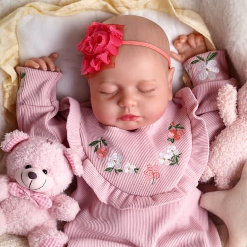 JIZHI Reborn Baby - 20 Zoll Lebensechtes Puppe Mädchen Ganzkörper Vinyl - Realistische Babypuppen mit Kleidung & Zubehör für Kinder ab 3 Jahren