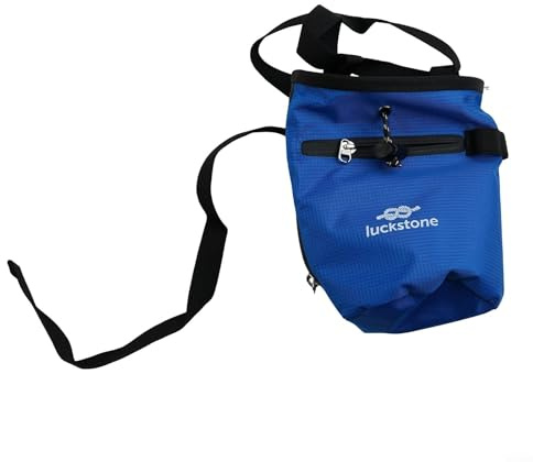 Borsa per gesso per arrampicata su roccia con design anti-perdite, interno foderato in pile e cintura regolabile per palestra, bouldering, sollevamento pesi, blu