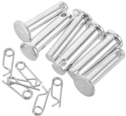Healeved 3 Paia di Perni a Forcella M10x35mm e M8x35mm in Acciaio con Coppiglia a Testa Piatta e Clip a R, Perno Fisso per Martinetti Idraulici Orizzontali 2-2,5 Ton, Accessori di