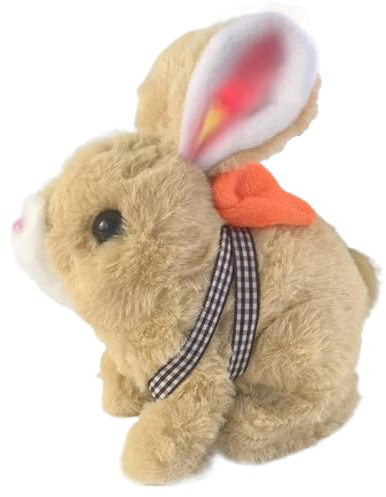 Bunny Plush Toy, Soft Walking Barking Wagging Tail,17cm, Moving Rabbit, Robot Bunny Toy, Battery Operated Motion Action, For Kids Gift Indoor Outdoor Bedroom