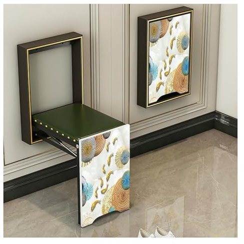 KEuLen Silla Invisible Plegable montada en la Pared: Taburete Que Ahorra Espacio for Entrada, Dormitorio y balcón(Black,F)