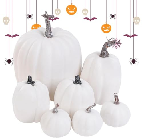 Konstgjorda dekorationspumpor 7 Delar Realistiska Halloween Skörd Höst | Höstpumpa Dekoration För , , Inomhusbruk, Bröllop, Högtider, Halloween Och