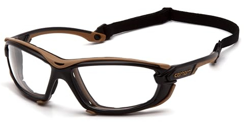 Carhartt Toccoa - Gafas de seguridad, marco negro/bronceado, lente antivaho gris H2MAX