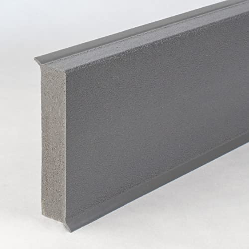 PROVISTON 10 Meter Sockelleiste - vie Fußleisten - 2500 x 60 x 12 mm - PVC Hartschaum - Grau - Kunststoff Bodenleisten