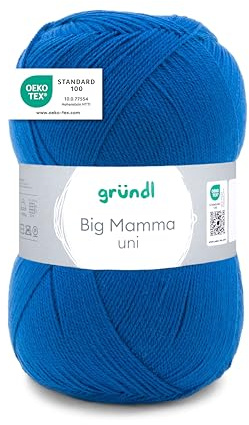 Gründl Big Mamma uni (hilo para calcetar y ganchillo con carácter de lana de 100% poliacrílico, 400 g / 1040 m, tamaño de aguja: 3,5-4,5, 1 × 400 g), Jeans