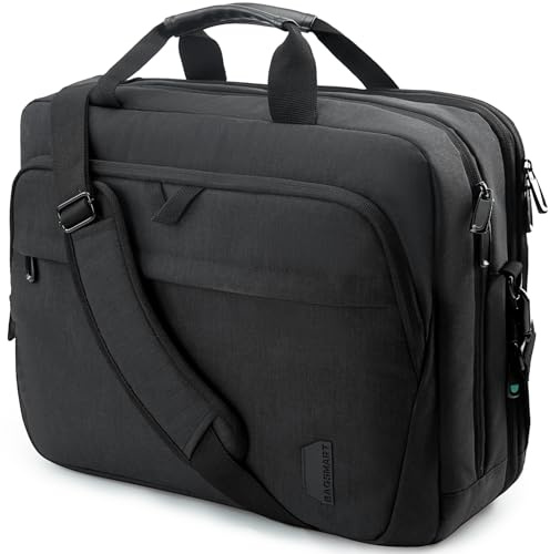BAGSMART 17.3 Inch Laptop Bag, Expandable Computer Bag Laptop Briefcase Men Women,Laptop Shoulder Bag,Work Bag Business Travel Office, Black