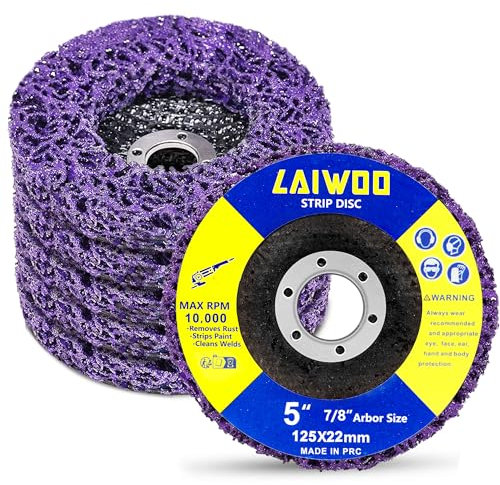 LAIWOO CSD Scheibe Schleifscheibe, Lila Reinigungsscheibe Set, Grobreinigungsscheibe Nylongewebescheibe Lackentfernung Rost für Winkelschleifer (5 Stücke - 125 * 22mm)