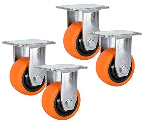 MNNM Drehbare Rollen, Lenkrollen, Gummirollen, Bockrollen, Möbelrollen, Hartbodenrollen, Ruhiges Rollen, 100mm & 125mm (Size : 5 INCH)
