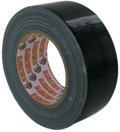 (1 pack) Gladiator® Black Duct Tape - Cloth Waterproof - Black Gaffer Tape - Gaffa Tape - 48MM X 45M - Heavy Duty & Super Sticky Duct Tape Ultra Strong Adhesive Cloth Tape