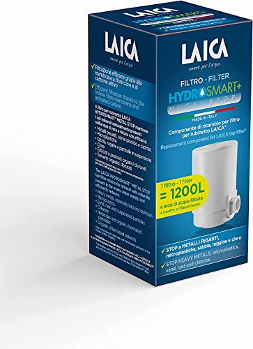 LAICA Cartuccia Filtro Acqua di Ricambio HYDROSMART+™ Metal Stop - Compatibile con Filtro Rubinetto LAICA e Filtro Rubinetto Genova - 4 Mesi di Acqua Filtrata, Riduce Metalli Pesanti e Cloro