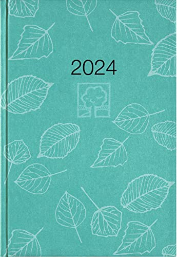 Wochenbuch türkis 2024 - Bürokalender 14,6x21 cm - 1 Woche auf 2 Seiten - 128 Seiten - mit Eckperforation - Notizbuch - Blauer Engel - 766-0717