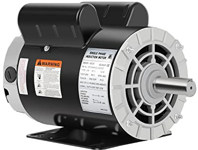 Air Compressor Electric Motor, 5 HP 3450 RPM, 230V Single Phase, 56HZ Frame 7/8Keyed Shaft 60 Hz, Commercial-Duty CCW Rotation, 2.25 Shaft Length for Air Compressors