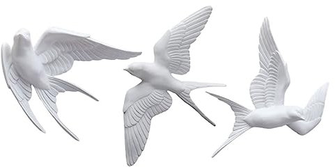 ABOOFAN 3stücke Wanddeko Vogel Rustikal Schwalben-ornamente Handwerklich Dekorativ Simulationsdekore Für Draußen Stehende Ornamentmodelle