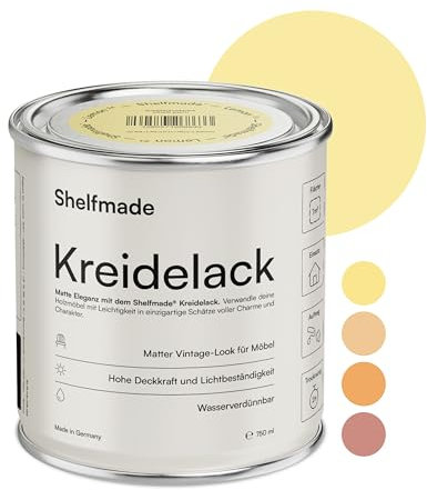 shelfmade Kreidefarbe für Möbel - Zitronengelb - Holzlack, Holzfarbe DIY für Holz, shabby chic - Chalk Paint für Möbel matter Look