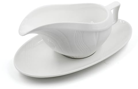 White Porcelain Gravy Sauce Boat Container Plate Tableware