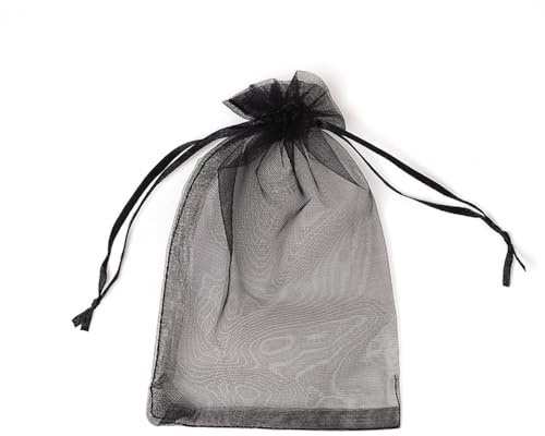 Whakano 20 Stück Bunt Organzasäckchen mit Kordelzug,Organzabeutel,Schmuckbeutel,GeschenkSack,für Hochzeit Geburtstag Süßigkeiten Schmuck Geschenkverpackung Party Mit Schnur,Schwarz,30x40cm