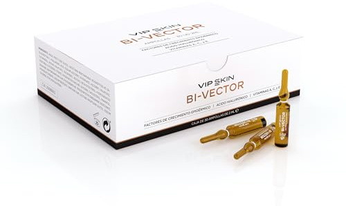 IDP, VIP SKIN BI-VECTOR AMPOLLAS - Tratamiento facial antiarrugas y antioxidante | Con Factores de Crecimiento Epidérmico y Ácido Hialurónico | Hidratación y luminosidad | 30 Ampollas de 2ml