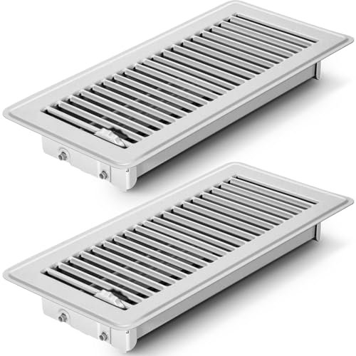 Rejillas de ventilación de suelo de 4 x 10 pulgadas, cubiertas de ventilación de aire térmico de metal resistente de 4 x 10 pulgadas con acabado a prueba de óxido para el hogar, oficina, pared,