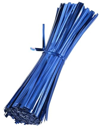 M METERXITY 750-Pack Metal Twist Ties, 15cm Metallic Twists Tie for Christmas/Party Decoration/Garden Plant/Gift Wrapping/Bread/Cake/Pops Candy Bags, Reusable Twisty-Ties [Blue]