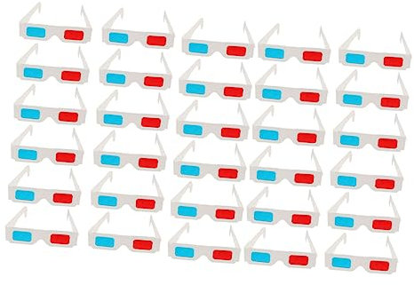 Gadpiparty 30pcs Disposable Glasses Red Blue Paper Cardboard Glasses for Movies Video Viewing at Home Cinema