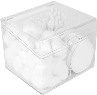 Adorila Cotton Swab Holder Dispenser with Lid, Square Plastic Box with 2 Compartments for Cotton Ball, Cotton Pads, Floss, Clear Container for Vanity Bathroom Organizer Storage