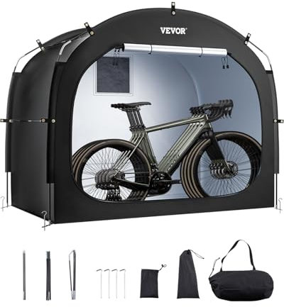 VEVOR Bike Storage Tent, 4 to 5 Bikes, Outdoor Spacious Bike Storage Tent with Ventilated Window, Waterproof Easy-to-Install Bike Tent with High Strength Fiberglass & Dual Zippers, Fit for Bicycle