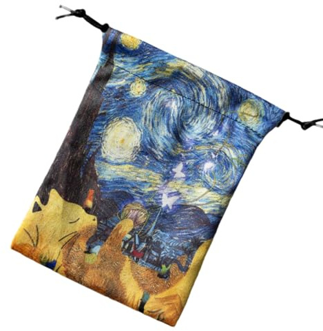 Borsa per tarocchi, porta dadi con coulisse, sacchetto in velluto con coulisse, 13 x 18 cm, custodia protettiva per mazzi, custodia protettiva per gioielli, per gli appassionati di tarocchi, Blu D