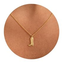 HANLI 14K Gold Vergoldet Halsketten Damen Zarte Horn Davidstern Schmetterling Sonne Lotus Volleyball Baseball Cowboystiefel Anhänger Kette mit für Frauen Mädchen Wasserfeste Hautverträglich Schmuck
