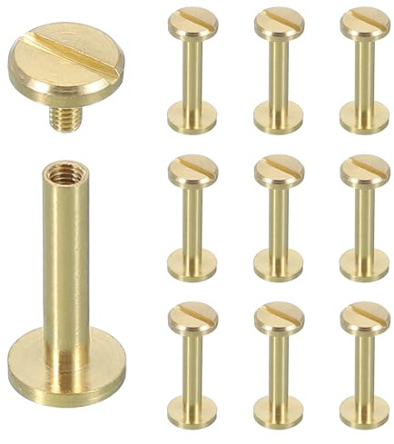 QUARKZMAN 10 Juegos De Tornillos Remaches Chicago M4x20mm Metal Cabeza | Phillips Poste Clavijas Remaches Tornillos Conectores, Latón, Para Manualidades Bolsos Encuadernación De Libros
