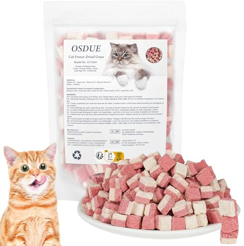 OSDUE Frystorkad kattgodis, 100 g frystorkad blandning av kyckling och tranbär ätbar tuggtandning för tandrengöring och borttagning av hårbollar