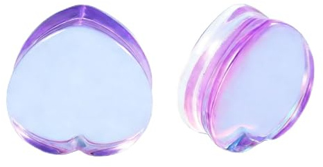 Gualiy 2 Stück Tunnel 6-25mm, Ohr Plug Flesh Tunnel Glas Lila Herzform Ohr Expander