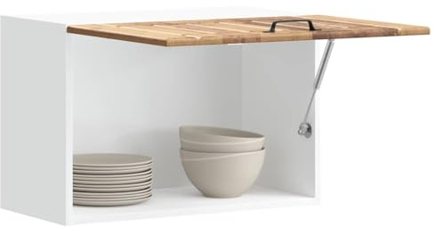 Keeushr Armadio da cucina da cucina, pensile a 4 ante con vetro, effetto legno antico, in legno, spazio per utensili da cucina