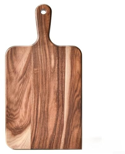 Acacia Wood Chopping Board, Double Sided Kitchen Cutting Block for Pizza Fruit Cheese, Large Wooden Butcher Block with Handle, Modern Minimalist Serving